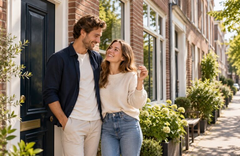 Illustratie: een stel bij een woning in Nederland
